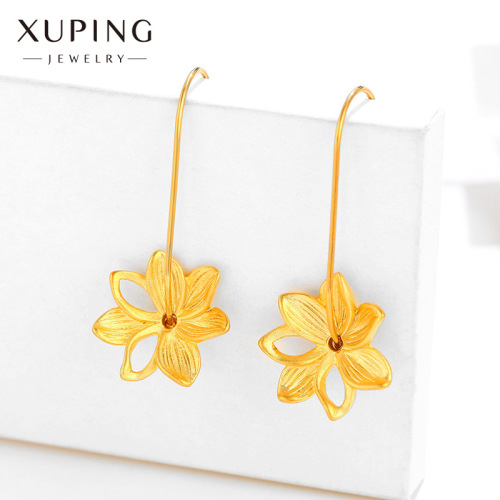 xuping jewelry plated 24k gold fresh flower ear hook detachable two-piece earrings temperament wholesale