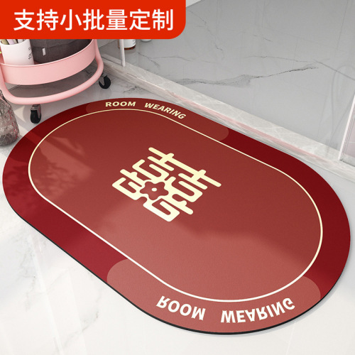 festive wedding absorbent pads toilet bathroom door non-slip floor mat xi character floor mat toilet toilet carpet