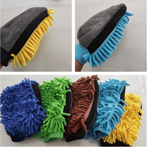 Car Washing Gloves Chenille Coral Velvet Chenille Single-Sided Car Wash Gloves Dust Removal Hand-Shaped Brush Car Car Washing Tools