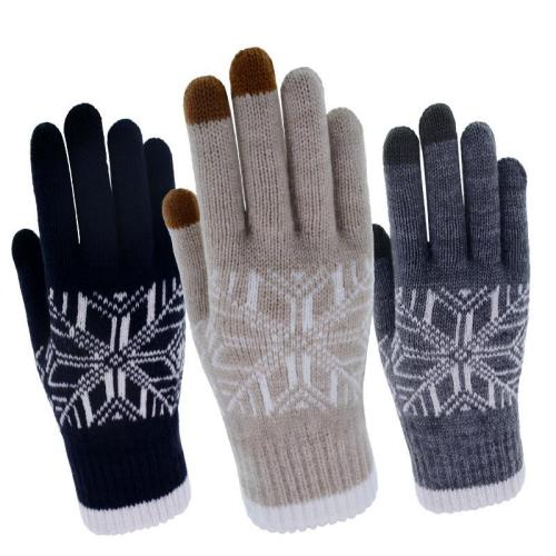 Autumn and Winter Gloves Snowflake Finger Touch Screen Gloves Knitted Warm Outdoor cycling Men and Women Warm Acrylic Gloves Wholesale 