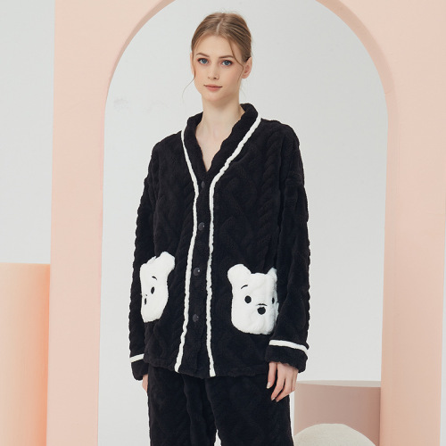 winter pajamas women‘s coral fleece homewear thickened women‘s pajamas flannel winter pajamas set one-piece delivery