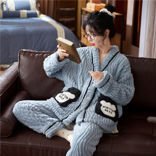 2023 winter new classic style ladies‘ homewear coral fleece thickened gentle pajamas women‘s suit