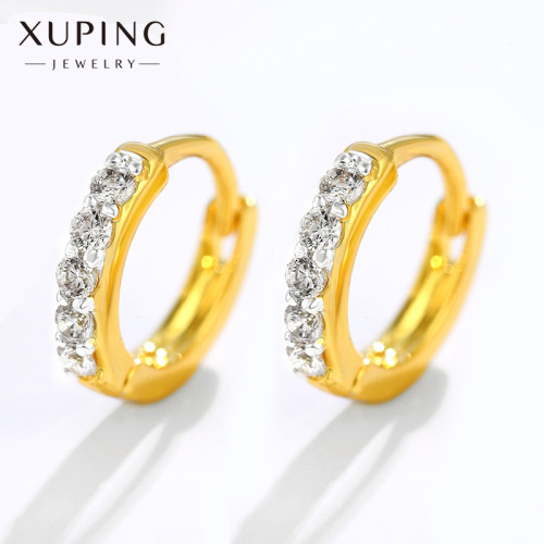 xuping jewelry color separation inlaid zirconium small mini ear ring ear buckle female cross-border european and american simple earrings temperament wholesale