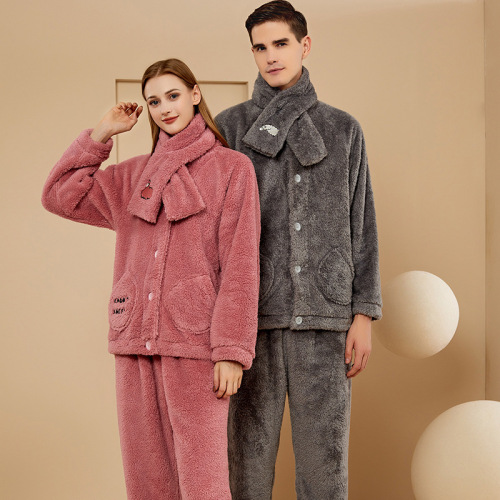 2023 winter new lucky alpaca cute coral fleece pajamas women‘s winter thickened flannel home wear