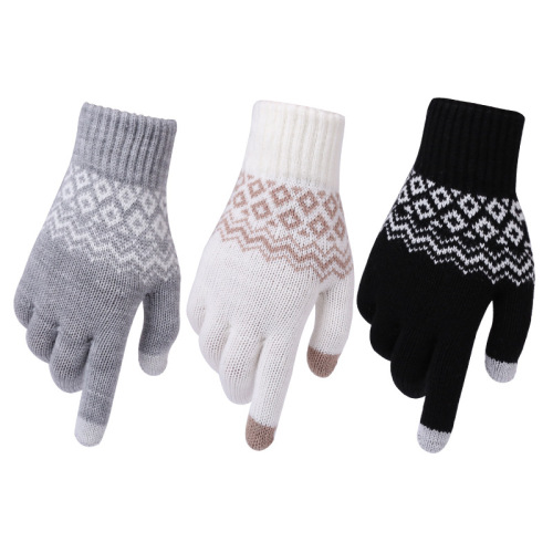 touch screen gloves warm cold-proof thickened adult jacquard gloves men and women winter knitted touch screen gloves wholesale customization