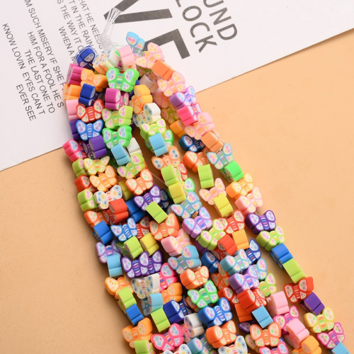 Factory Direct Supply Cartoon Butterfly Soft Pottery Slice Beads String Children DIY Handmade Bead Necklace Bracelet Accessories Wholesale