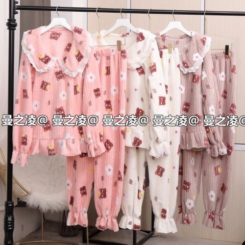 doll collar printing warm home set coral fleece home set factory first-hand supply