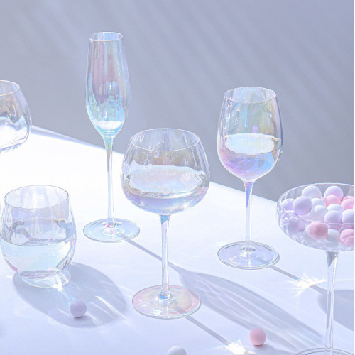 British Rainbow Wine Glass Set Household Goblet Cup Colorful Champagne Glass Light Luxury Electroplated Crystal Glass Wine Glass