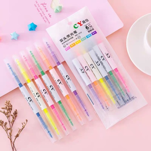 Double-Headed Fluorescent Pen Set Student School Supplies Key Points Marker DIY Painting Graffiti Color Highlighter