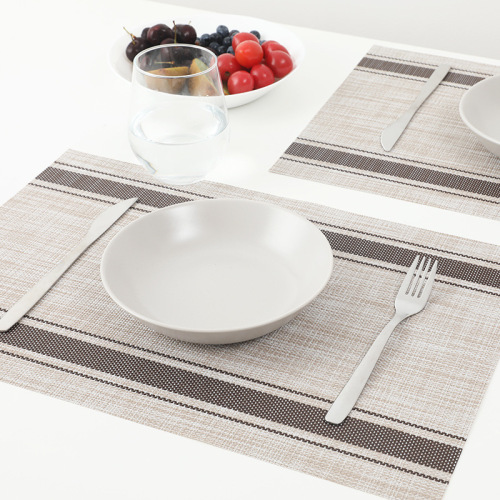 New Striped Placemat PVC Teslin Western-Style Placemat Simple and Environmentally Friendly Non-Slip Bowl Mat Heat Proof Mat Wholesale