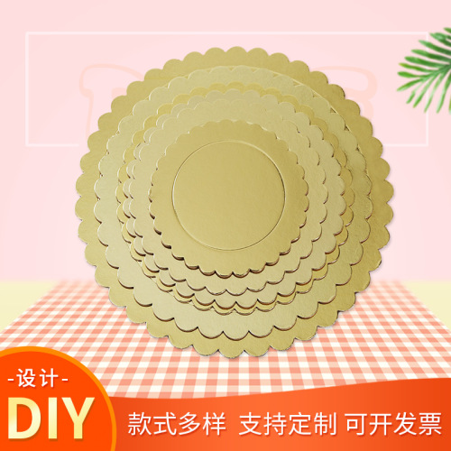 Rose Mousse Pad Paper Tray Thickened Lace Cake Bottom Support round Square Cake Paper Pad Gold Silver Tray 