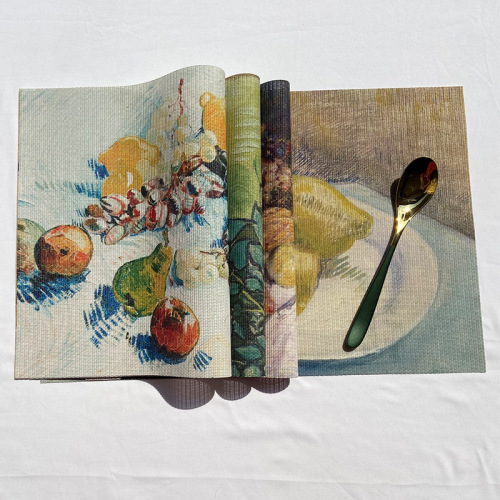 monet van gogh pvc placemat oil painting style waterproof plate mat creative western-style placemat printing heat proof mat coaster decoration