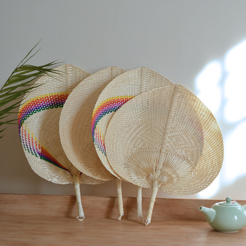 Handmade Exquisite Peach-Shaped Bamboo Woven Fan summer Fan Artistic Cool Fan Fan Fresh Creative Hand Fan
