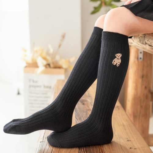 Girls‘ Mid-Calf Length Socks Spring and Autumn Pure Cotton Korean Bear Children‘s Stockings Ins Fashionable High Socks College Style