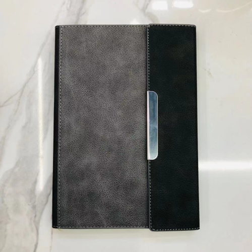 New PU Leather Surface Stitching Three Fold This Design with Magnetic Buckle Spot Mixed Customizable Logo High-End Notepad 
