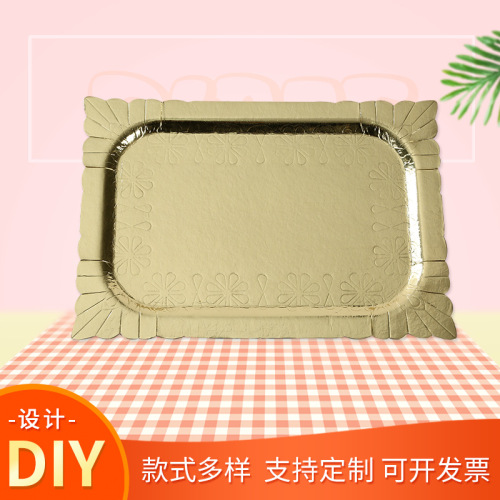 Factory Wholesale Disposable Snakeskin Pattern Lace Molding Paper Pallet Cake Plate Paper Tray Cake Tableware
