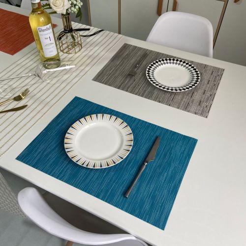 American Placemat PVC Teslin Bamboo Pattern Table Mat Non-Slip Insulation Mat Hotel Western Placemat Waterproof Table Mat Wholesale
