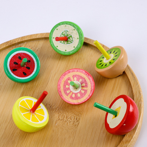 wooden fruit small gyro wooden crafts ornaments manual rotating children stall toys kindergarten gifts