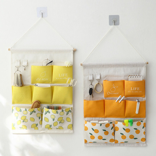 Fabric Wall-Mounted Hanging Storage Bag Bedside Wall behind the Wall Door Hanging Mobile Phone Pocket Dormitory Wall Hanging