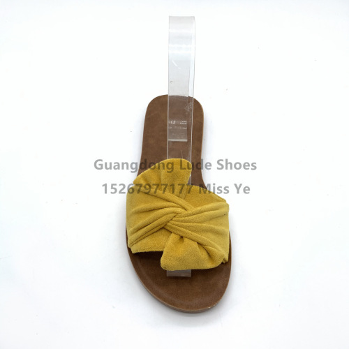 women‘s flat slippers summer new outdoor sandals women‘s flannel twisted bow guangzhou women‘s shoes craft shoes