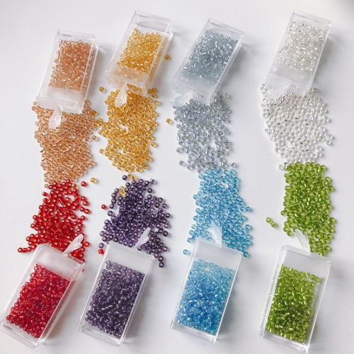3mm Silver Filling Transparent Bulk Rice-Shaped Beads Stringed Beads Glass Colored Glaze Necklace Bracelet Accessories DIY Ornament Accessories Wholesale