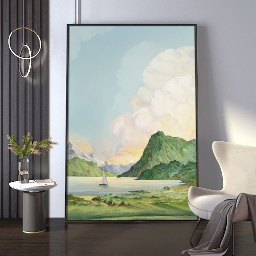 Nordic Fresh Grassland Landscape Entrance Painting Modern Floor Painting Oil Painting High Sense Sofa Wall Painting