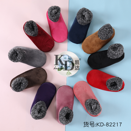 solid color korean fashion warm winter women‘s thickened fleece-lined dispensing non-slip floor socks early education socks slippers