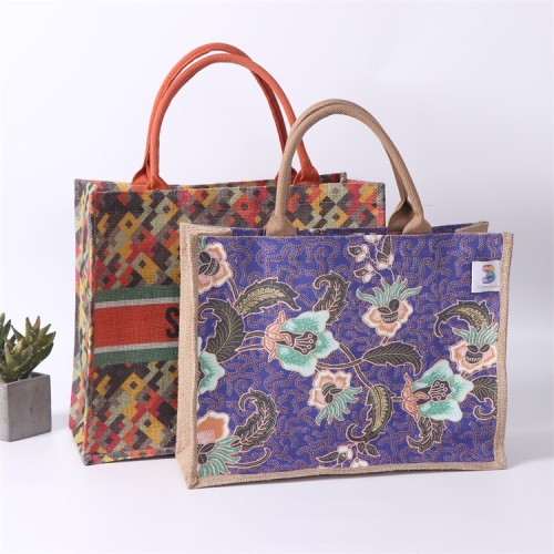 Creative Printing Portable Linen Bag Personalized Gift Shopping Linen Bag Online Celebrity Ins Jute Bag Printable logo