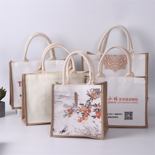Creative Advertising Portable Sack Wholesale Thick Linen Gift Bag Universal Film Gunnysack Printable Logo