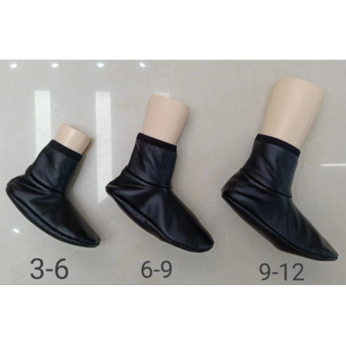 Children‘s Pu Mid-Calf Warm Floor Socks Winter Fleece-Lined Thickened Non-Slip High-Top Men‘s and Women‘s Leather Socks Waterproof