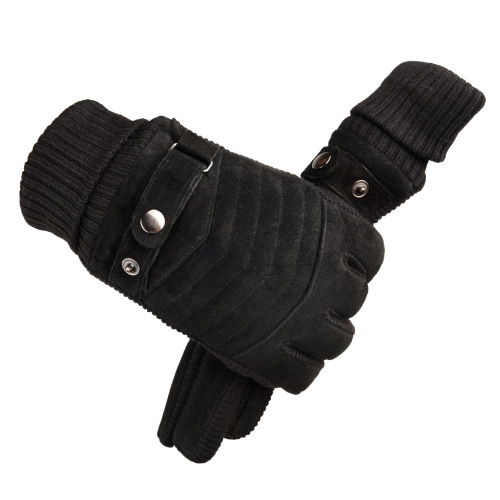 Winter Warm Gloves Genuine Leather Gloves Windproof Motorcycle Electrombile Gloves Winter Outdoors Cold-Proof Pigskin Gloves