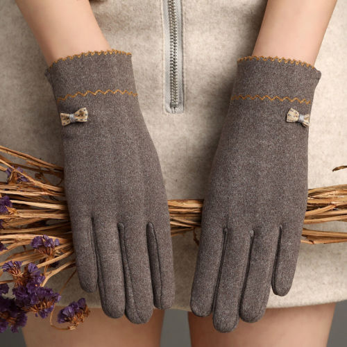 Rabbit Plush Warm Gloves Bowknot Simple Elegant Women‘s Warm Touch Screen Velvet Gloves Women