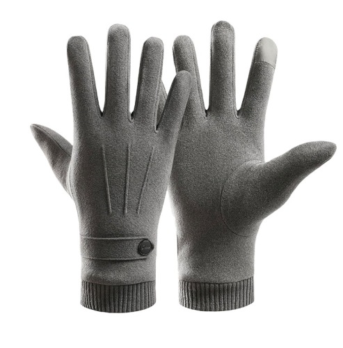 Men‘s Winter De Velvet Thermal Gloves Thickened Fleece-Lined Cycling Driving Windproof Thickened Thermal Touch Screen Gloves Men 