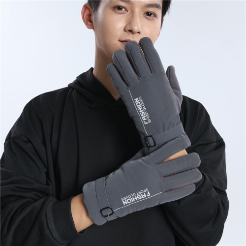 Autumn and Winter Cycling Warm Gloves Skin Fabric Gloves plus Velvet Gloves Simple Casual Men‘s Touch Screen Gloves Winter