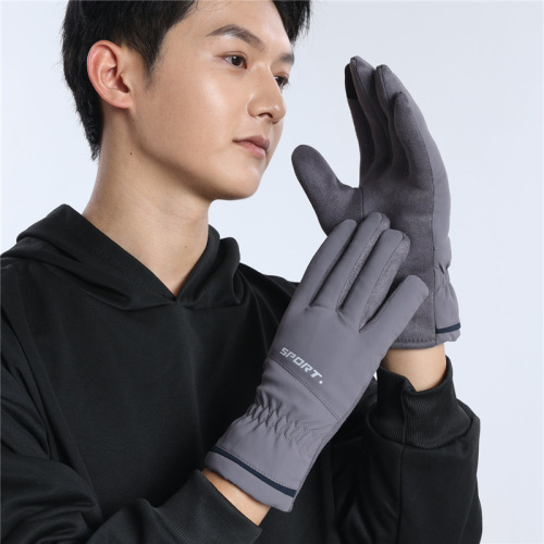 winter gloves outdoor cycling sports gloves fleece-lined thermal touch screen gloves casual velvet windproof gloves men