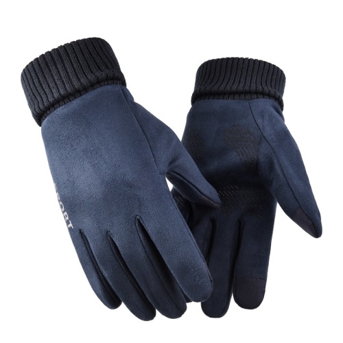 Suede Thermal Gloves Men‘s and Women‘s Winter Non-Slip Cold-Proof Touch Screen Outdoor Sports Riding Gloves Electric Car Gloves