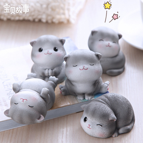 Baby Story Meonika Desktop Decoration Creative Resin Crafts Cute Cartoon Kitty Doll Decorations