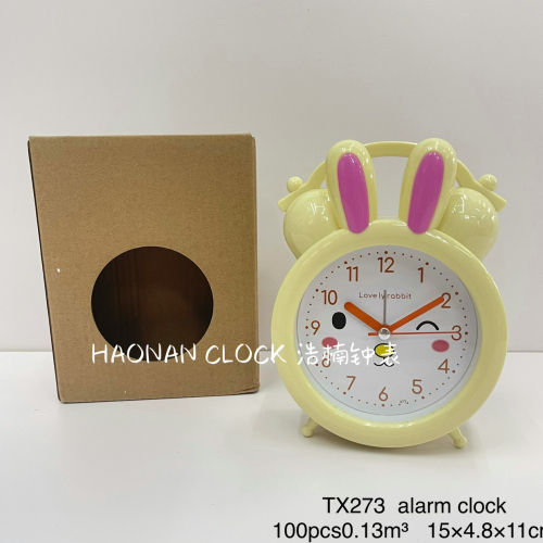 Cute Rabbit Cartoon Alarm Clock Bedroom Bedside Decoration Student Wake up Artifact