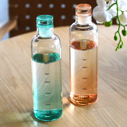 internet celebrity time scale direct drinking bottle student transparent large capacity water cup portable borosilicate glass customization
