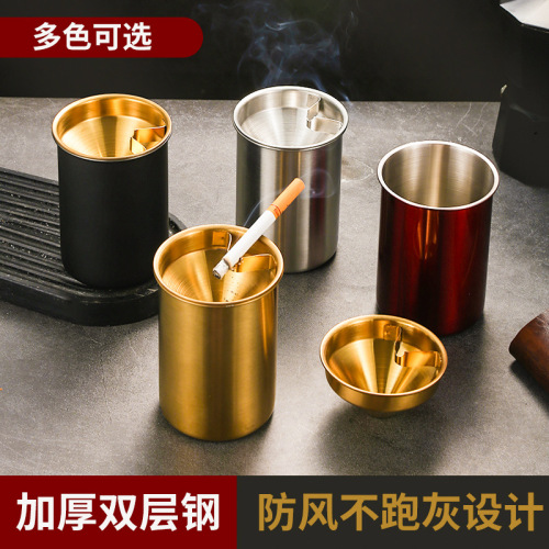 stainless steel ashtray creative personality thickened drop-resistant ashtray bar color windproof fireproof ashtray wholesale
