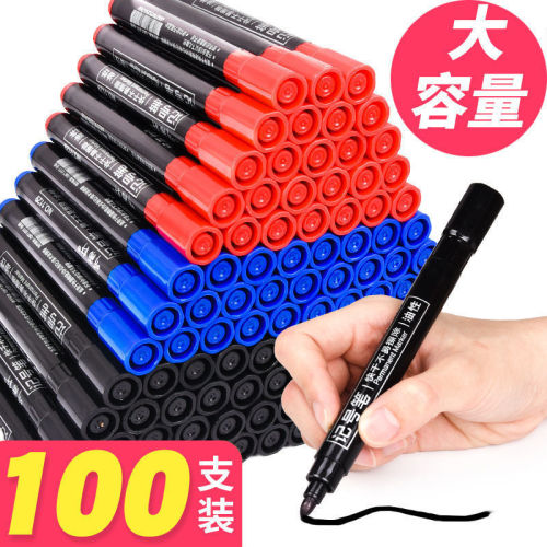 Wholesale 100 PCs Marker Pen Oily Non-Erasable Black Big Head Pen Waterproof Marker Pen for Logistics Express
