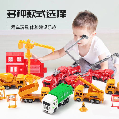 simulation fire engineering vehicle children pull back toy car military car scene set gift gift stall supply