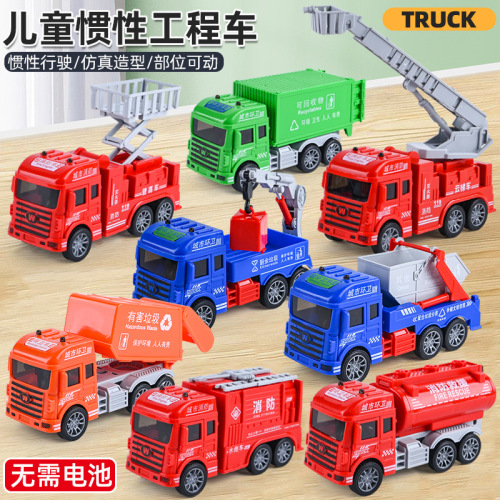 Cross-Border Amazon Children‘s Educational Toys Little Boy inertial Engineering Vehicle Model Stall Toy Gift Fire Truck