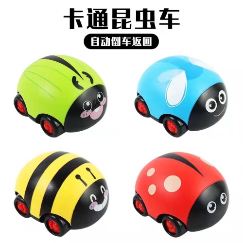 cartoon inertial insect pull-back car light double pull-back drop-resistant car beetle toy car stall goods wholesale