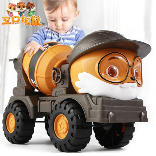 Three Squirrels Large Mixing Engineering Vehicle Children‘s Toy Baby Sand Digging Crane Cement Truck Excavator Boy Puzzle