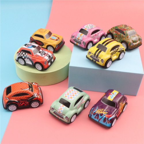 mini cartoon toy car iron sheet pull back car children racing beetle model creative kindergarten small prize