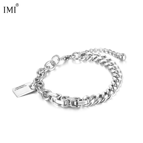 imi personality korean titanium steel bracelet trendy men girls couple accessories hand jewelry bracelet retro hip hop yl173
