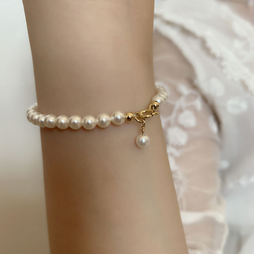 round strong light shijia pearl bracelet american 14k gold bag light luxury fashion simple all-match fever blogger same style