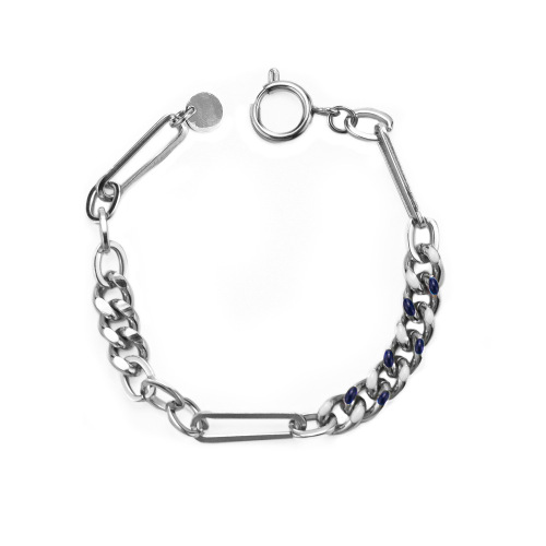 Fashion Brand Hip Hop Blue Cuban Chain Stitching Bracelet Men and Women Hip Hop All-Match personalized Titanium Steel Chain Hand Accessories