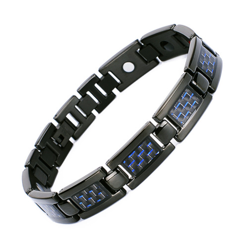 titanium Steel Ornament Stainless Steel Bracelet Men‘s Pure Titanium Bracelet Gift Magnet Jewelry Cool Black Carbon Fiber Business 503